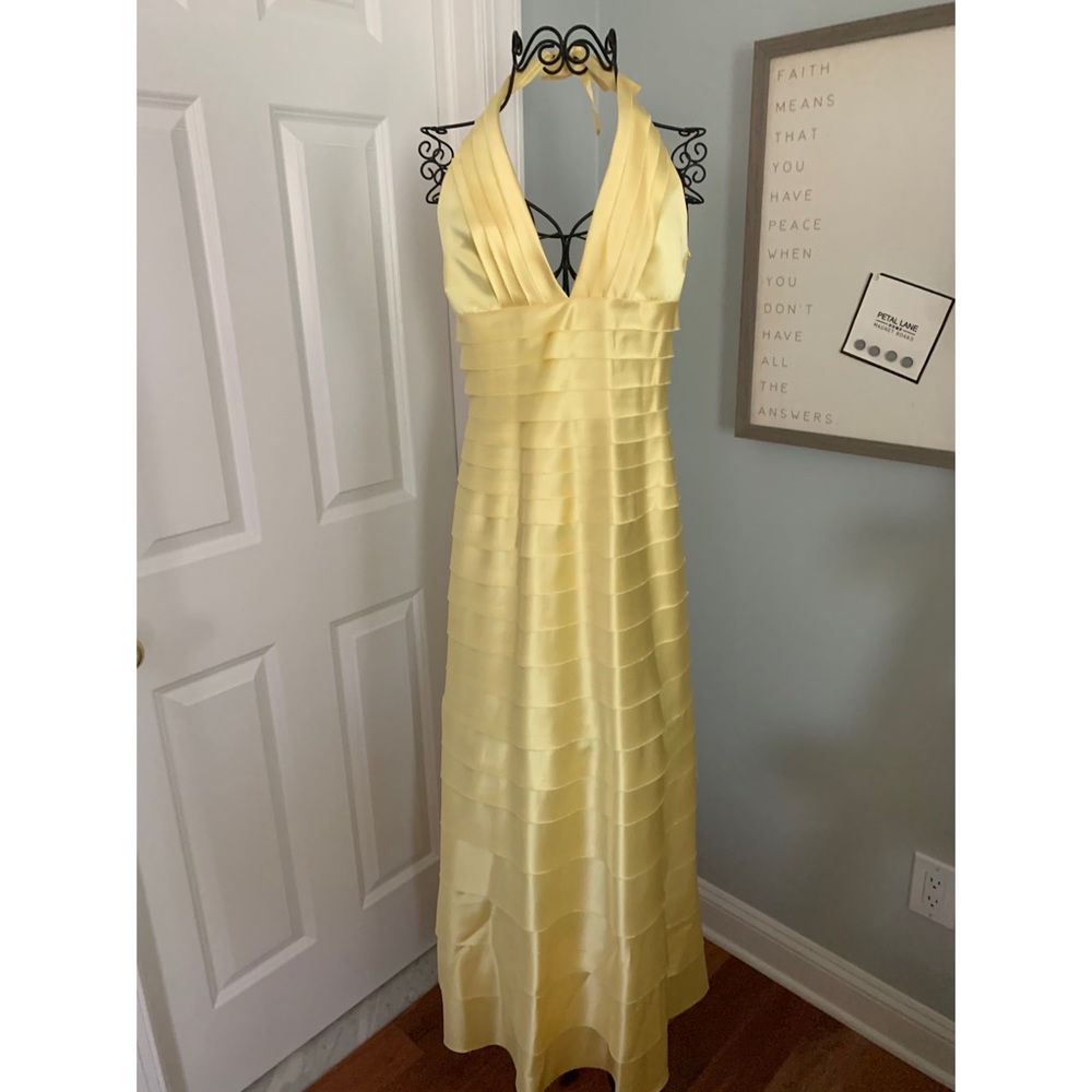 BCBG layered yellow gown